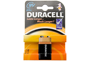 Pilas Duracell 9V alcalinas de petaca