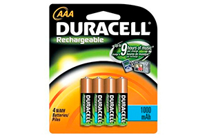 Pilas Duracell AAA alcalinas recargables