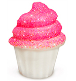 Cupcake decorada con purpurina fluorescente con pegamento Glitter Glue 3D Paint rosa