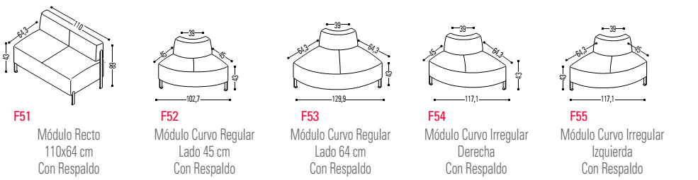 Módulos de sofa Soft Seating Bend 20 Actiu con respaldo