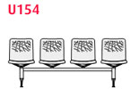 Bancada de plástico para salas de espera Urban U154 de 4 asientos