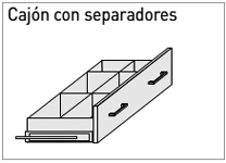 Cajón con separadores para estantería de biblioteca