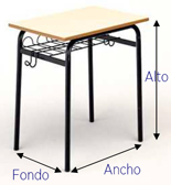 Medidas de mesa escolar tipo pupitre verde