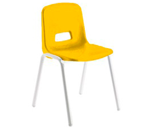 Silla infantil para aula didáctica de educación infantil o primaria con diseño moderno, estructura de tubo de acero y respaldo y asiento en plástico de polipropileno de varios colores