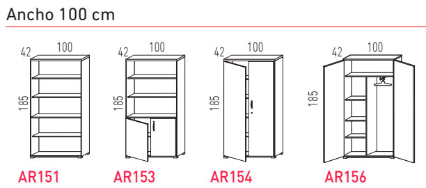 Armarios modulares de 185 x 100 cm. Actiu