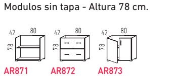 Módulos de armario sin tapa de 78 cm. de altura