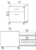Medidas de cajonera móvil con cajón de archivo