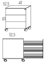 Medidas de cajonera móvil con cajón de archivo