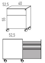 Medidas de cajonera móvil con cajón de archivo