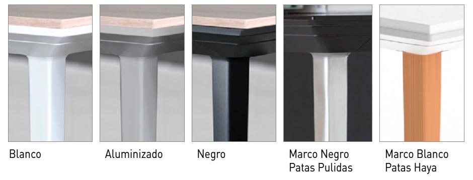 Acabados de patas y estructura de la mesa Longo