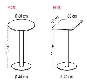 Mesa Tabula con apoyo en cruz Tar 20 de 110 cm de altura