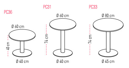 Mesa Tabula con apoyo en cruz Tar 20 de 38 cm de altura