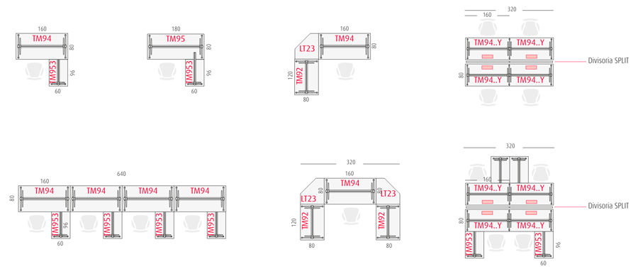 Configuraciones para mesa Trama 90 Actiu