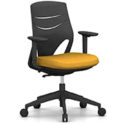 Silla de oficina juvenil eFit Actiu con estructura de poliamida negra y asiento tapizado en amarillo