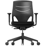 Silla de oficina de diseo eFit Actiu con respaldo ergonómico de poliamida negra y asiento tapizado en color negro en stock para envío rápido