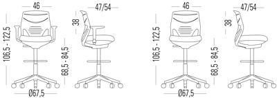 Medidas de la banqueta alta eFit de Actiu con asiento de polipropileno ergonómico