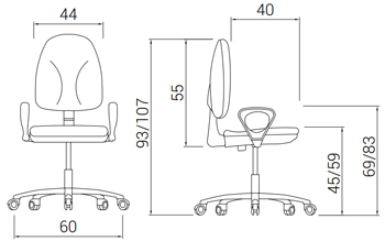 Medidas de la silla Fast Ergo de Dile Office con respaldo alto