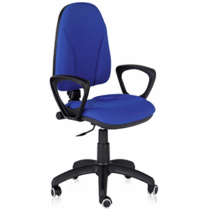 Silla de oficina con respaldo alto, cuerpo de polipropileno y respaldo tapizado acolchado azul Fast Ergo