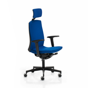 Silla Flexa de Dile Office tapizada en azul con reposacabezas