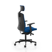 Silla Flexa de Dile Office tapizada en azul con reposacabezas