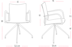 Medidas de la silla Ikara confidente giratoria de Actiu