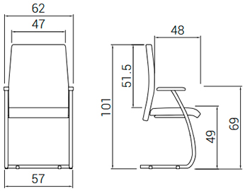 Medidas de la silla Neo de Dile Office con respaldo alto