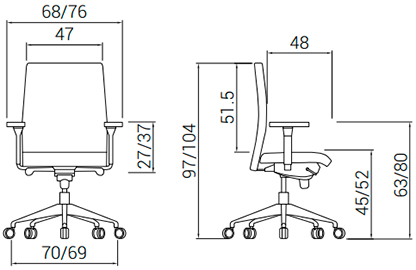 Medidas de la silla Neo de Dile Office con respaldo bajo