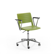 Silla Reload de Dile Office con base de ruedas y brazos cromados y carcasa verde