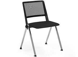 Silla de oficina con cuerpo de acero negro, respaldo de polipropileno y asiento acolchado tapizado en azul verde turquesa Reload Plástica