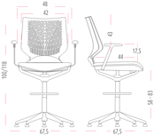 Medidas de la silla Tnkid taburete alto de recepción de Actiu
