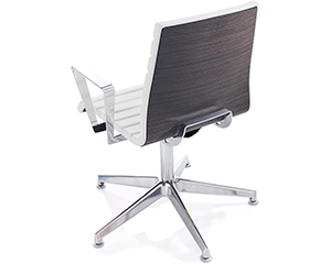 Silla de oficina con base giratoria o confidente con elastómetro ergonómico blanco sobre base de madera Top de Dile Office