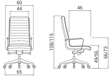 Medidas de la silla Trinty de Dile Office con respaldo alto