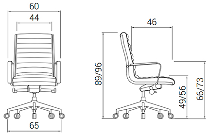 Medidas de la silla Trinty de Dile Office con respaldo bajo