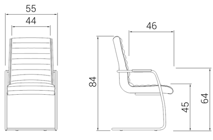 Medidas de la silla Trinty de Dile Office confidente