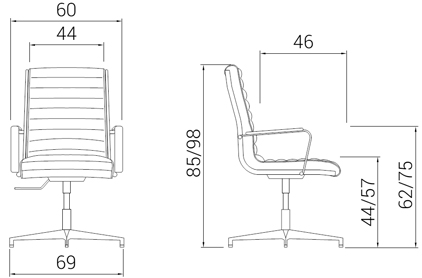 Medidas de la silla Trinty de Dile Office giratoria