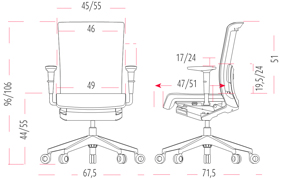 Medidas de la silla Winner Serie 20 de Actiu