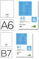 Bloc de notas DIN-A6 encolado 80 hojas de 60 gramos lisas y microperforadas